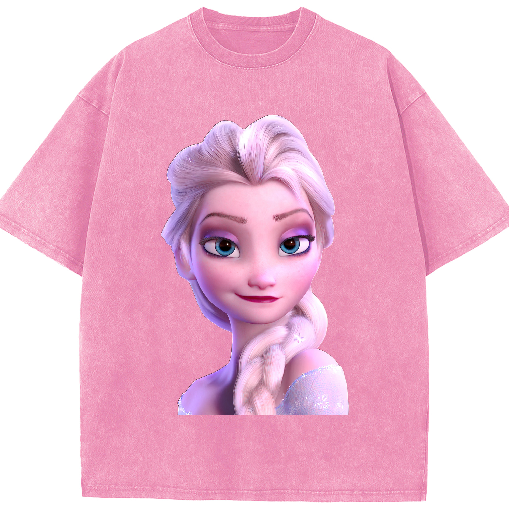 （画像用） アナと雪の女王 アンナ エルサ Frozen Anna Elsa 綿100% ヴィンテージ風 半袖Tシャツ（フロントプリント）